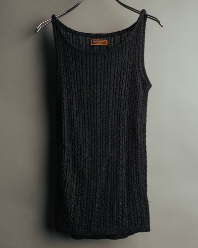 "Yves Saint Laurent" 80's-90's Metallic ribbed sleeveless knit top