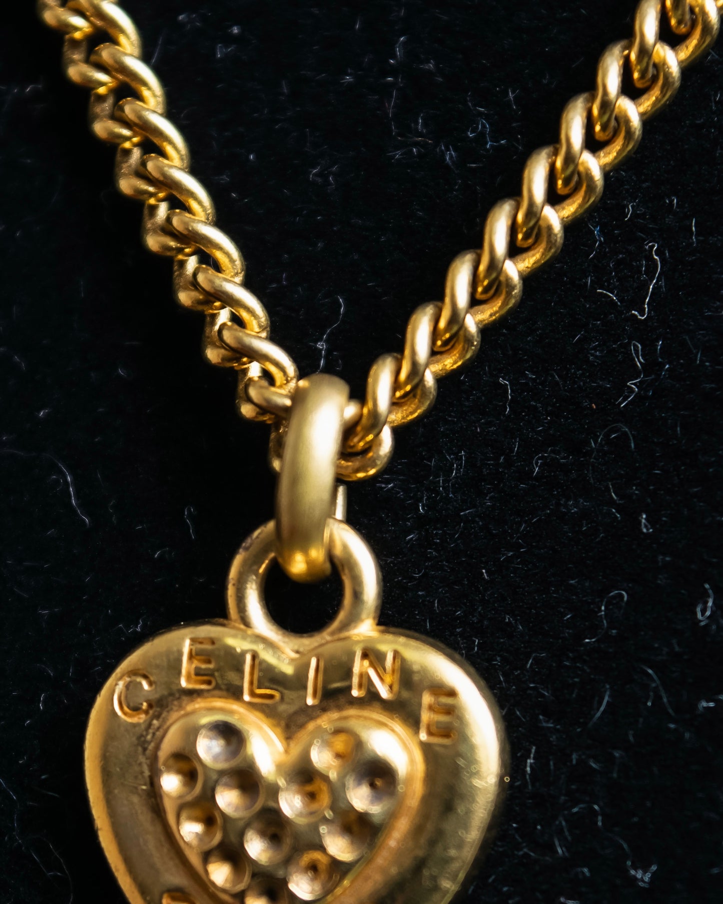 "CELINE" Heart motif logo engraved pendant