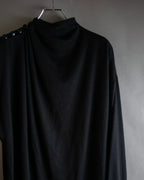 "LANVIN" Asymmetrical shoulder button design long dress