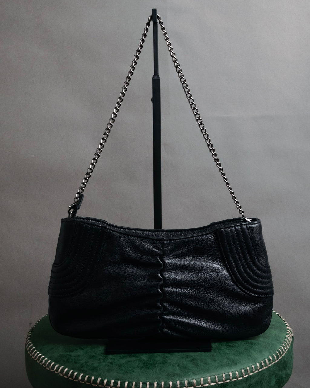 “Salvatore Ferragamo” 2000’s Gathered leather chain shoulder bag