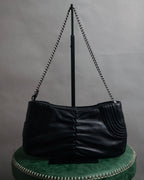 “Salvatore Ferragamo” 2000’s Gathered leather chain shoulder bag
