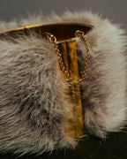 “CELINE” 2010’s Fur covered cuff bracelet