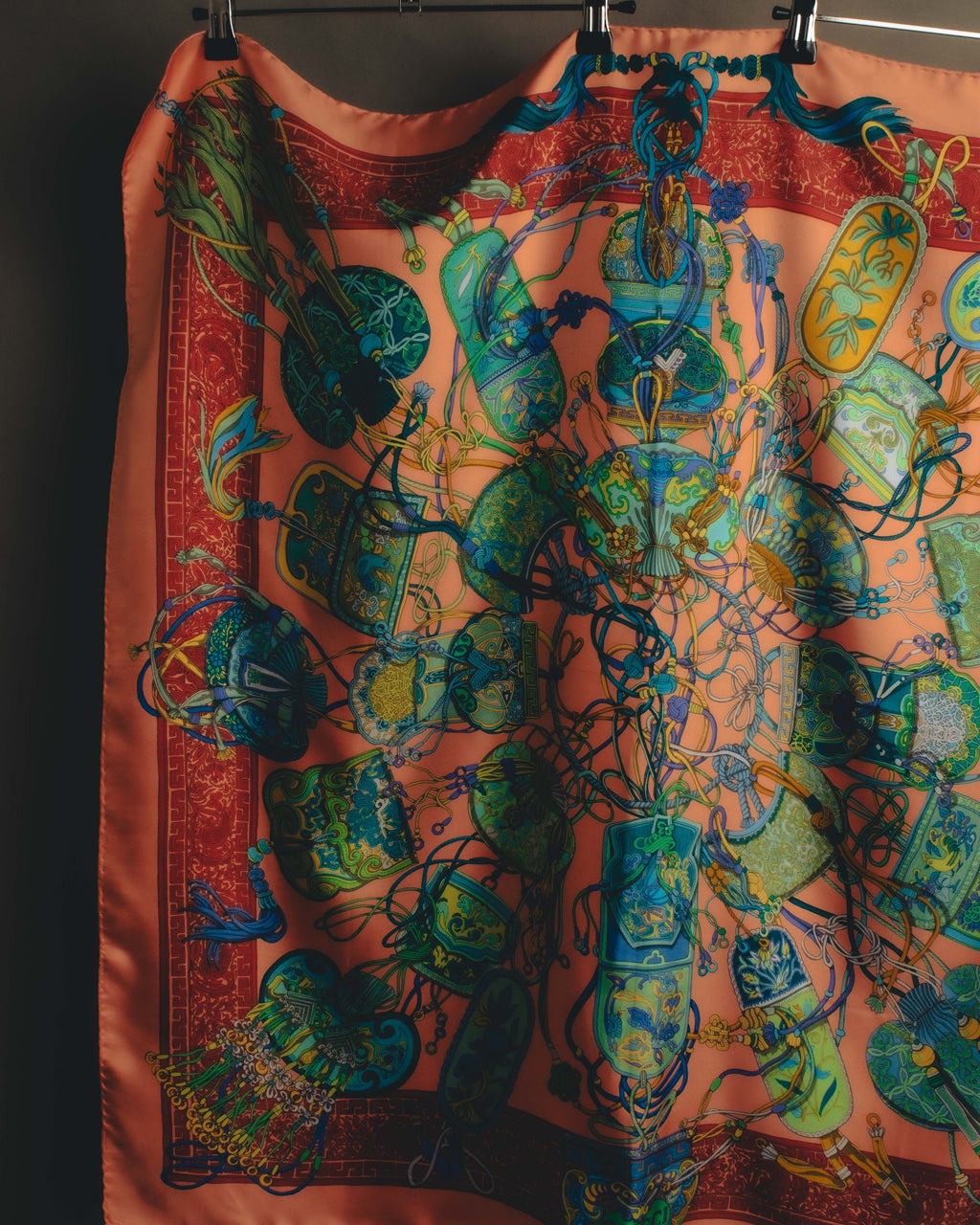 "GUCCI" Late 70's-early 90's oriental motif silk scarf
