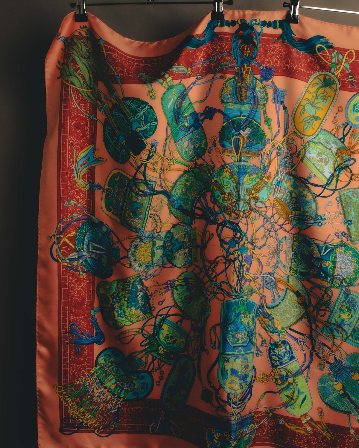 "GUCCI" Late 70's-early 90's oriental motif silk scarf