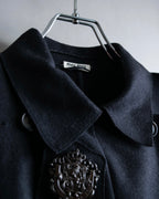"MIU MIU" Crest brooch design belted trench coat