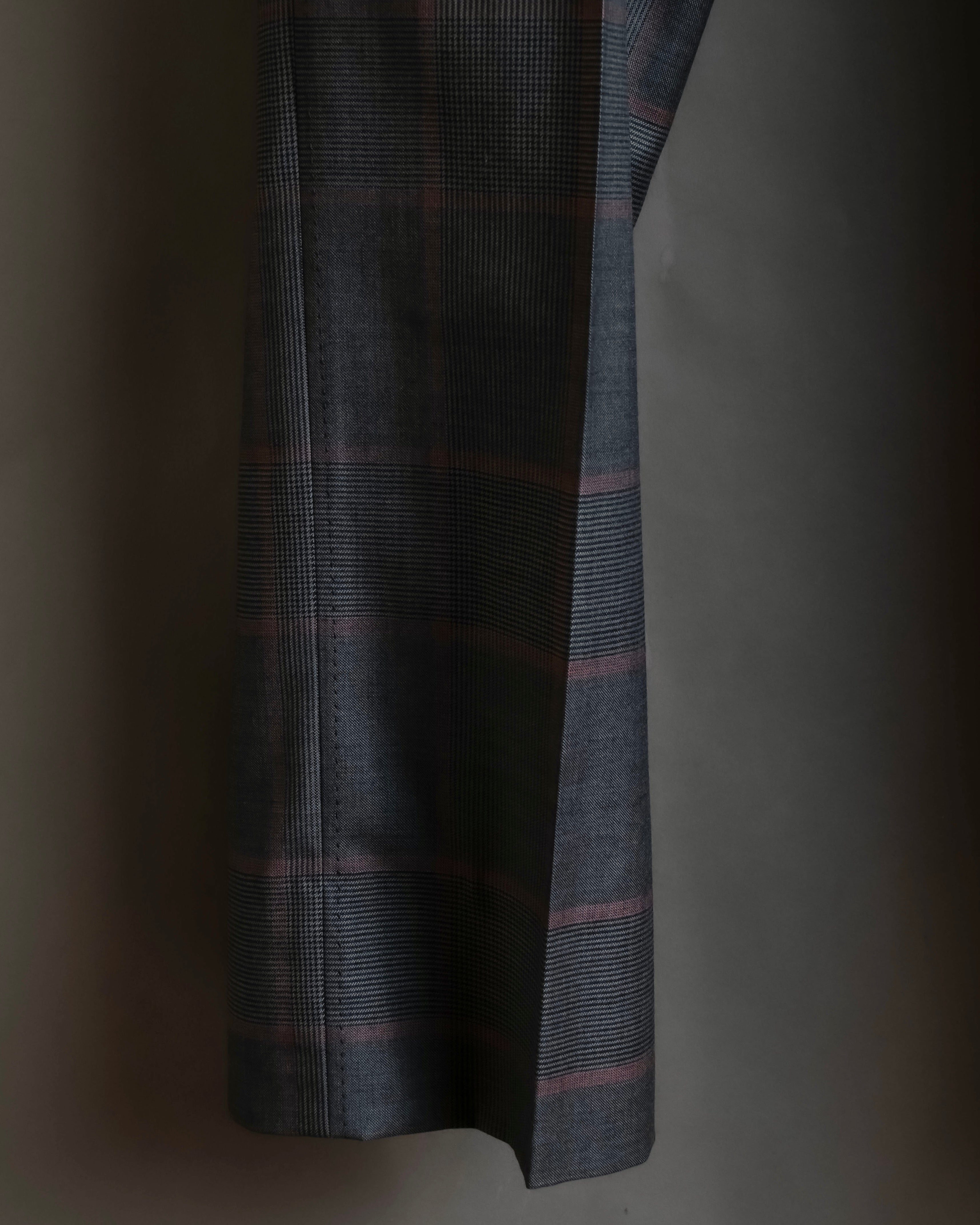 "GUCCI" Glen plaid wool wide tapered slacks