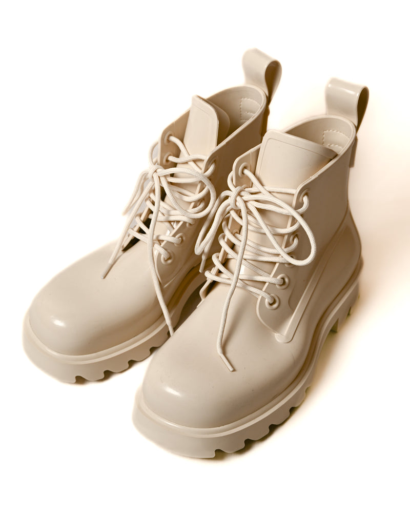 BOTTEGA VENETA/ Rubber Stride Lace Up Boots White