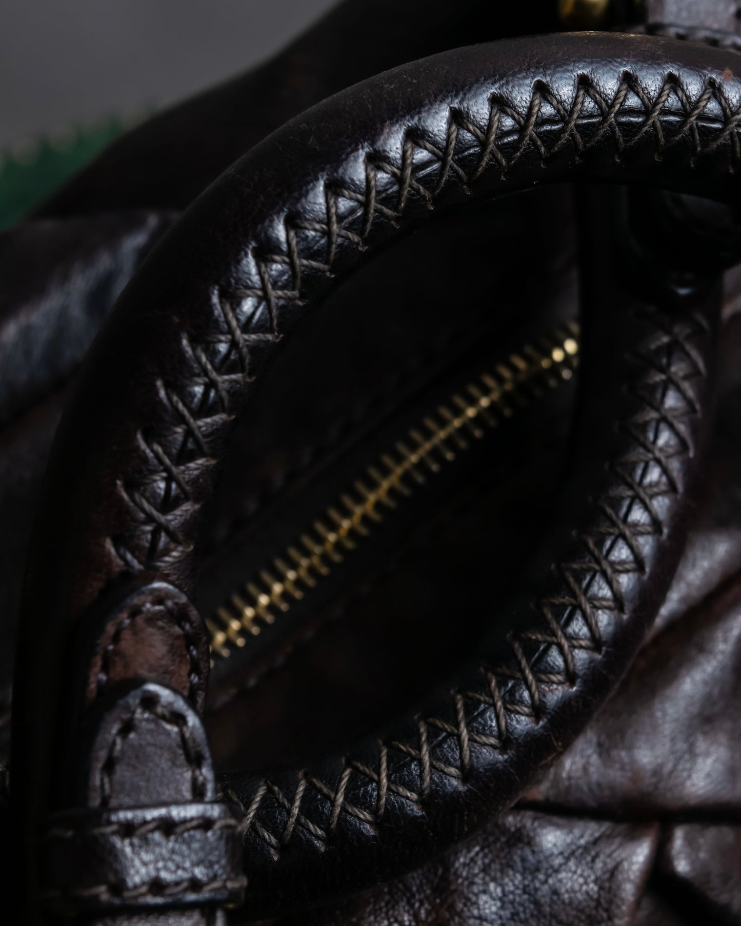 "MIU MIU" Pleated detail rounded boston grained leather 2way bag