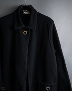 "Salvatore Ferragamo" 90's-00's Gancini motif design box silhouette jacket