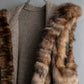 Vintage cashmere knit fur dogged reversible long gilet