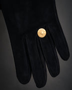 “HERMES” 90’s-00’s Gauntlet serier button suede gloves