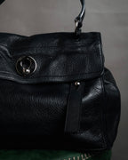 “YVES SAINT LAURENT” Late 2000s Muse Two grained leather flap hand bag