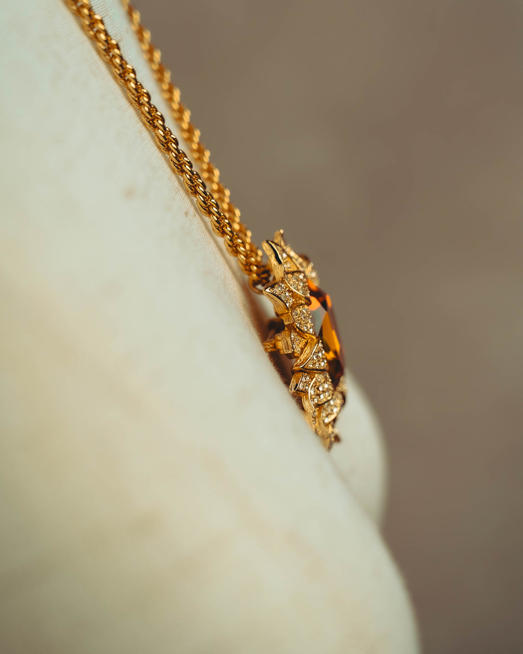 -SPECIAL- “Christian Dior” 80’s-90’s Sunburst amber glass pendant brooch