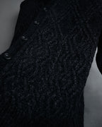 “Yves Saint Laurent” 90’s Textured diamond pattern cardigan