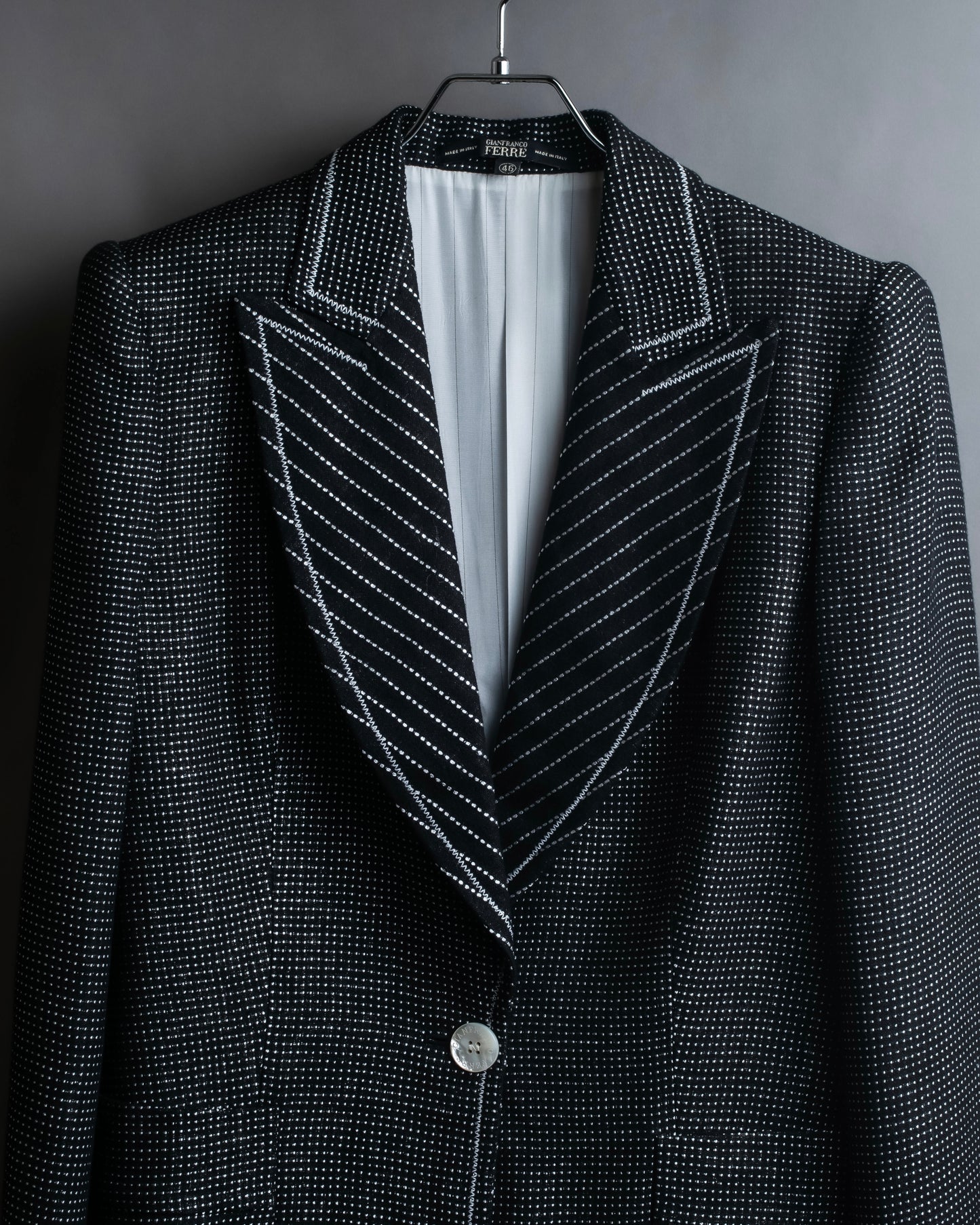 "GIANFRANCO FERRE" Striped＆dotted peak lapel tailored jacket