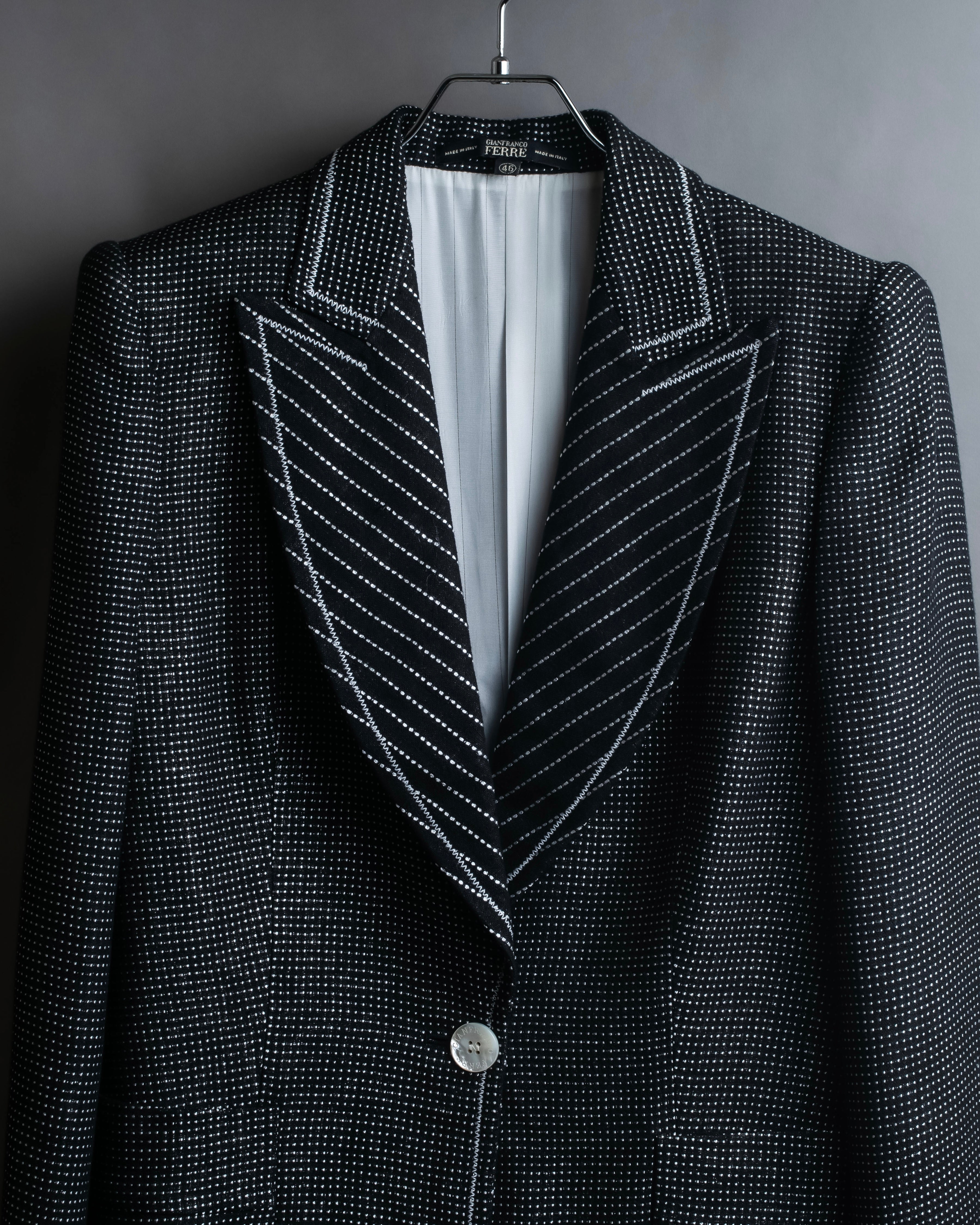 "GIANFRANCO FERRE" Striped＆dotted peak lapel tailored jacket