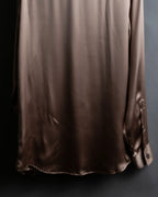 "GUCCI" Ecru beige glossy wide collar shirt