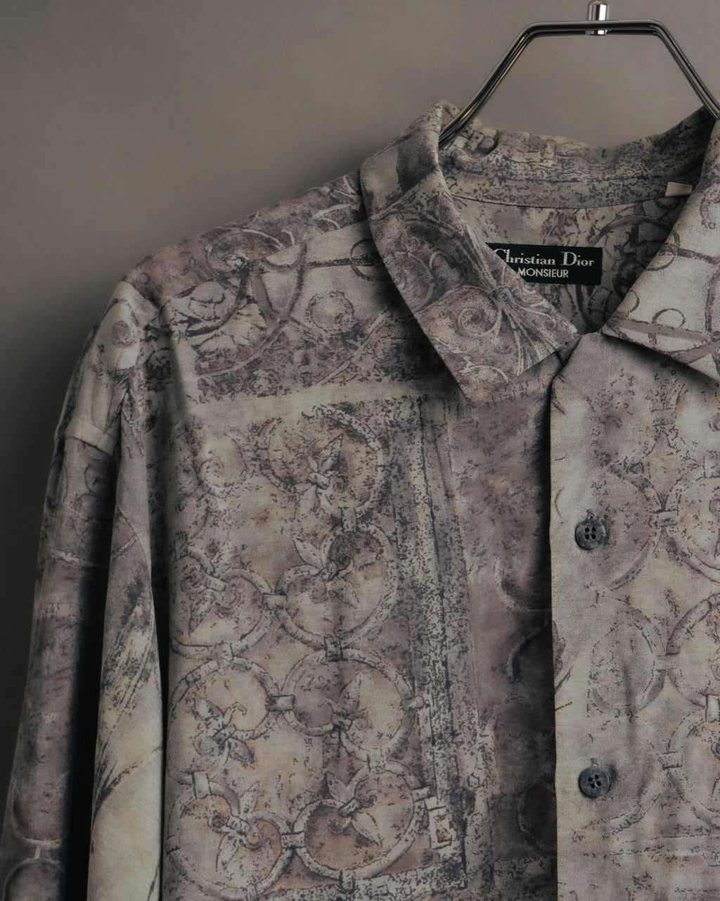 "Christian Dior" 80's-90's Draped rayon patterned shirt