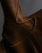 "HERMES" Dot perforation driving leather gloves