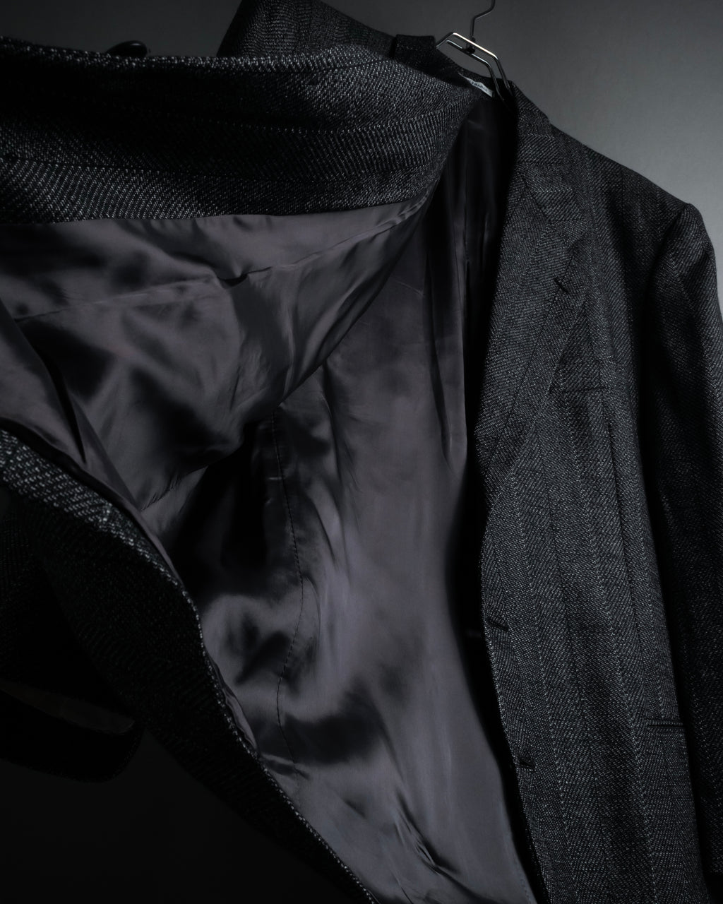 "YVES SAINT LAURENT" 70’s-80’s structured herringbone tweed tailored jacket