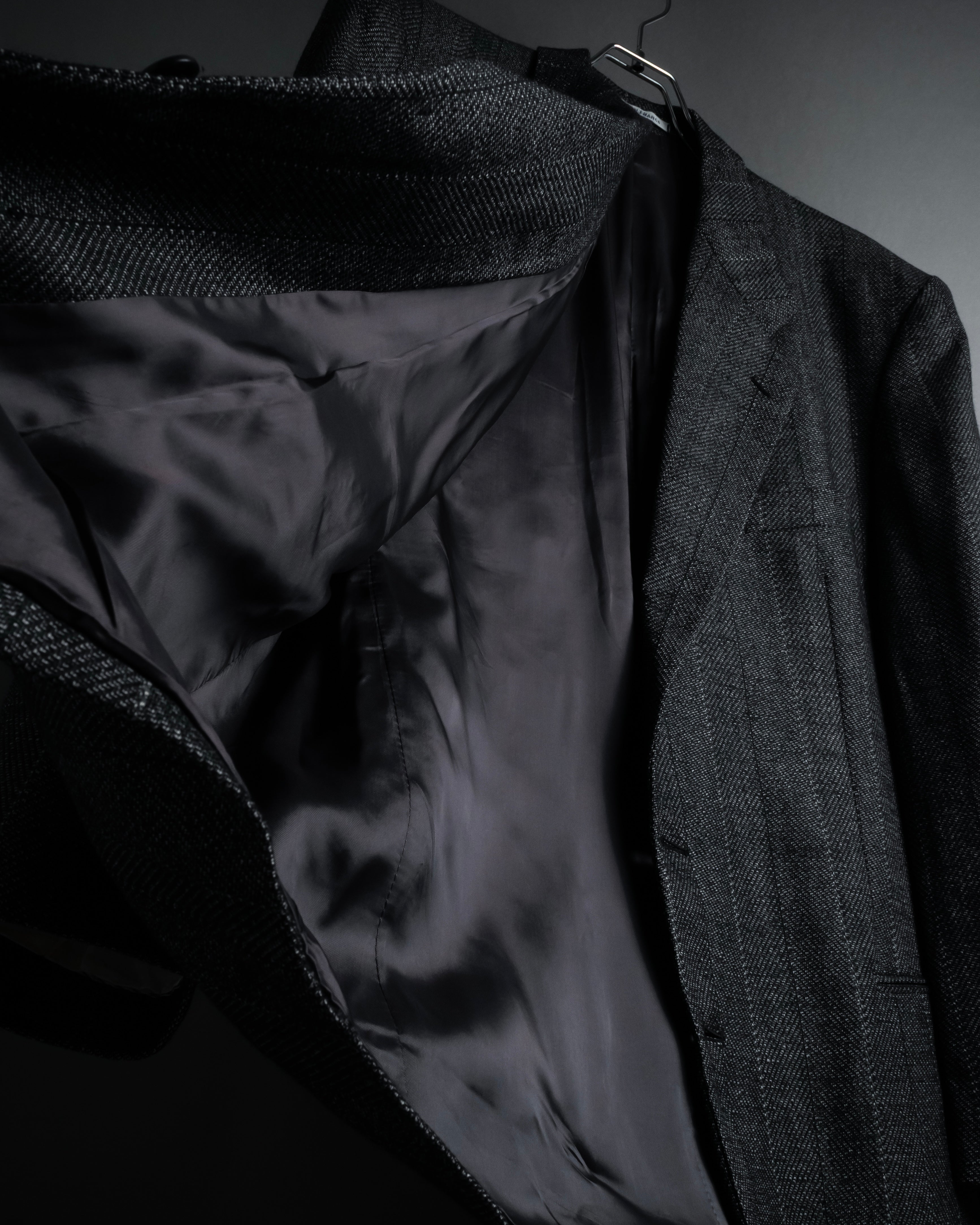 "YVES SAINT LAURENT" 70’s-80’s structured herringbone tweed tailored jacket