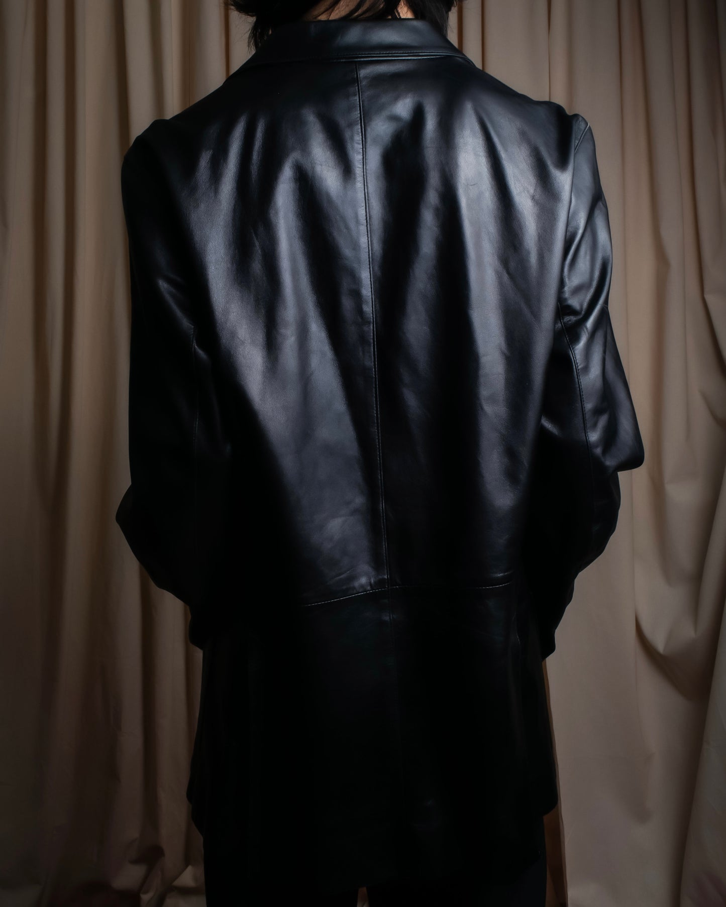 "PRADA" Oversized switched design leather tailored jacket