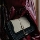 "Chloe" Leather & canvas combination design chain crossbody bag