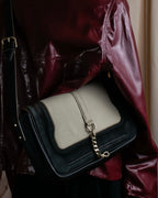 "Chloe" Leather &amp; canvas combination design chain crossbody bag