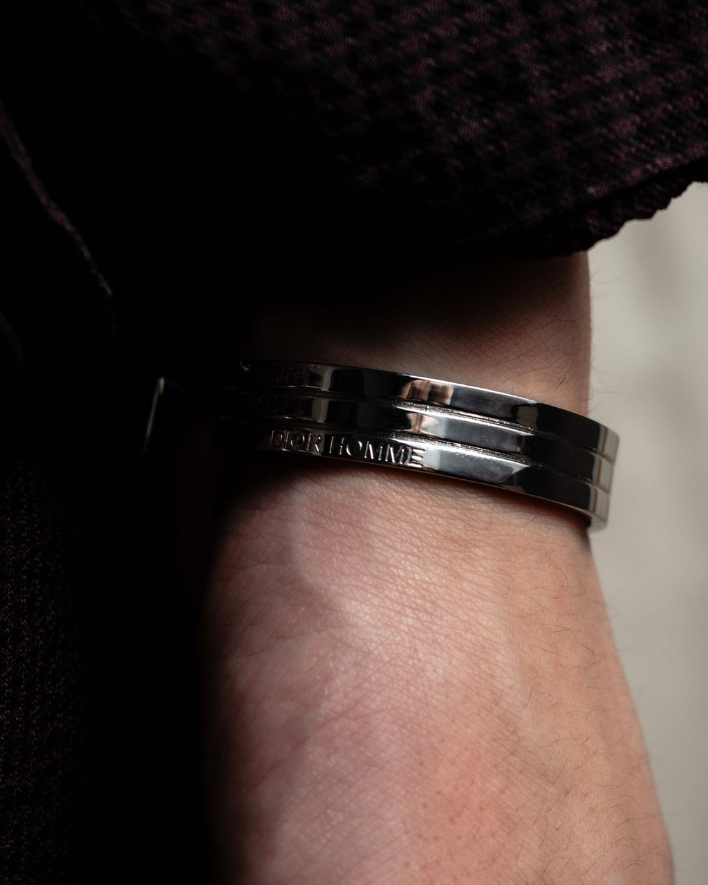 "DIOR HOMME" Logo engraved silver bangle