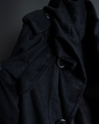 "TORUICHOU" Muffler-style collar military detail coat