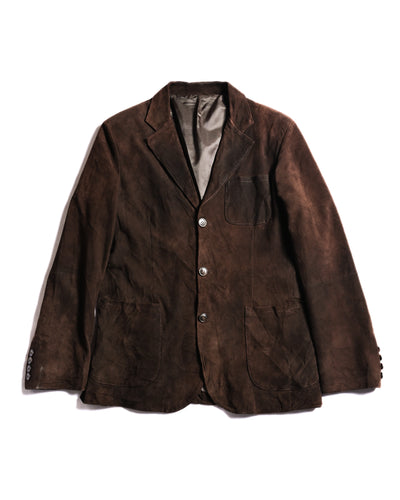 Textured Suede Leather 3B Tailored Jacket Brown