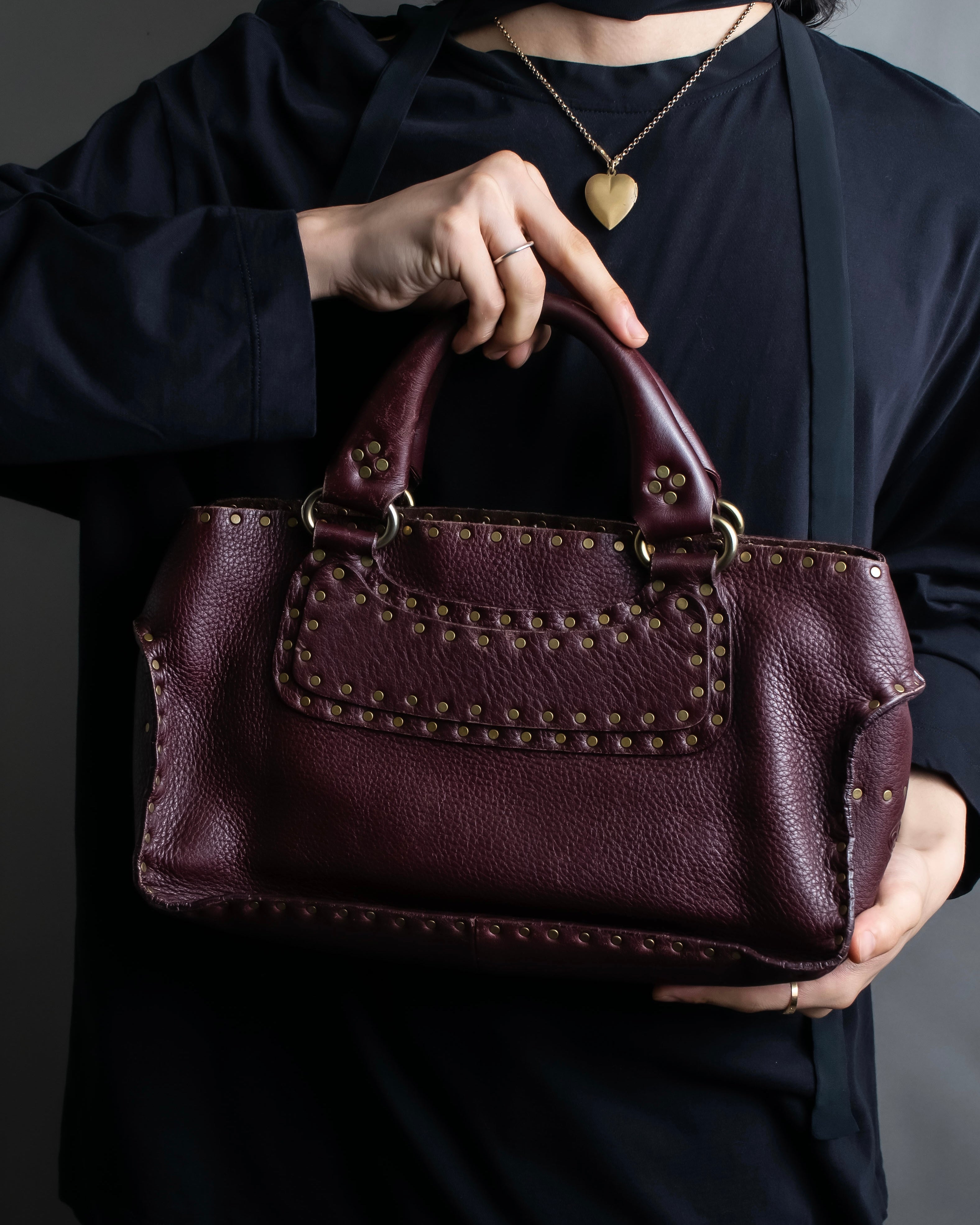 "CELINE" Stud design bordeaux color boogie bag