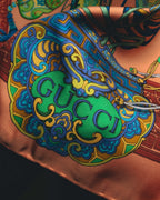 "GUCCI" Late 70's-early 90's oriental motif silk scarf