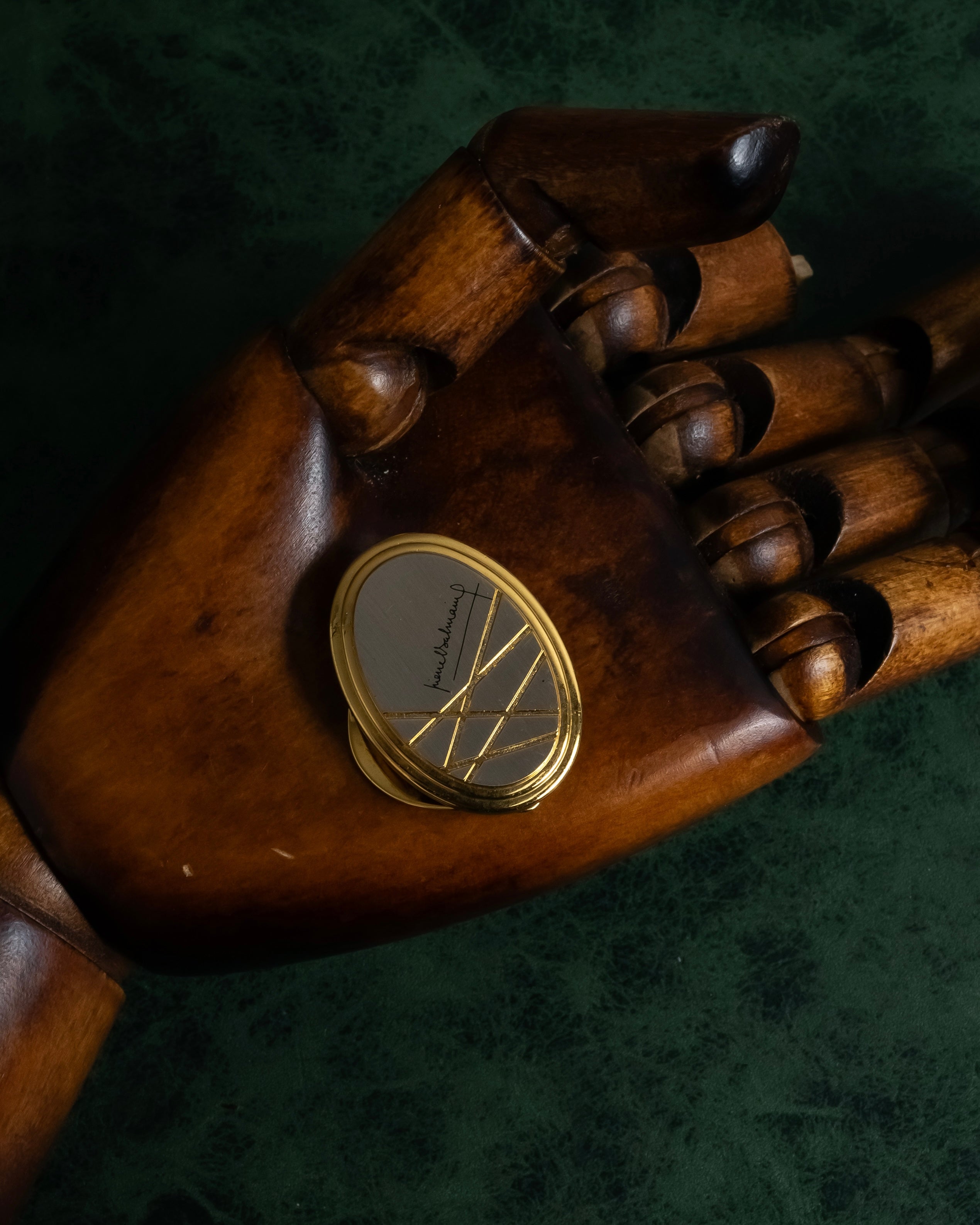 "BALMAIN" Abstract line motif scarf clip pendant