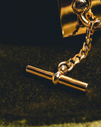"CELINE" 18's-Glossy black chain leather belt