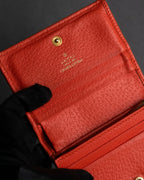 "GUCCI" Botanical pattern double G motif leather bifold wallet