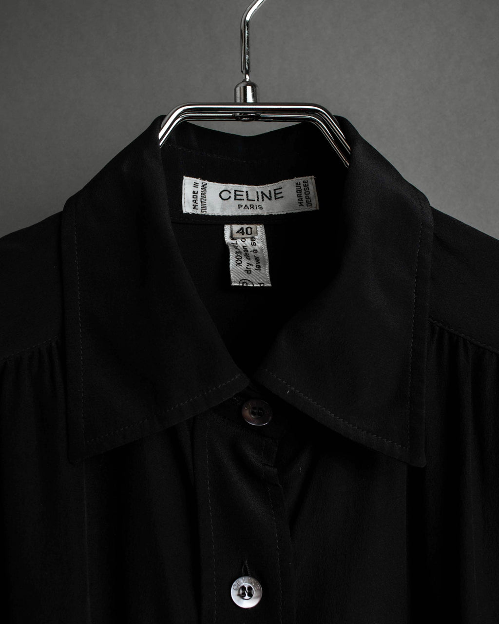 "CELINE" Triomphe embroidered design silk shirt