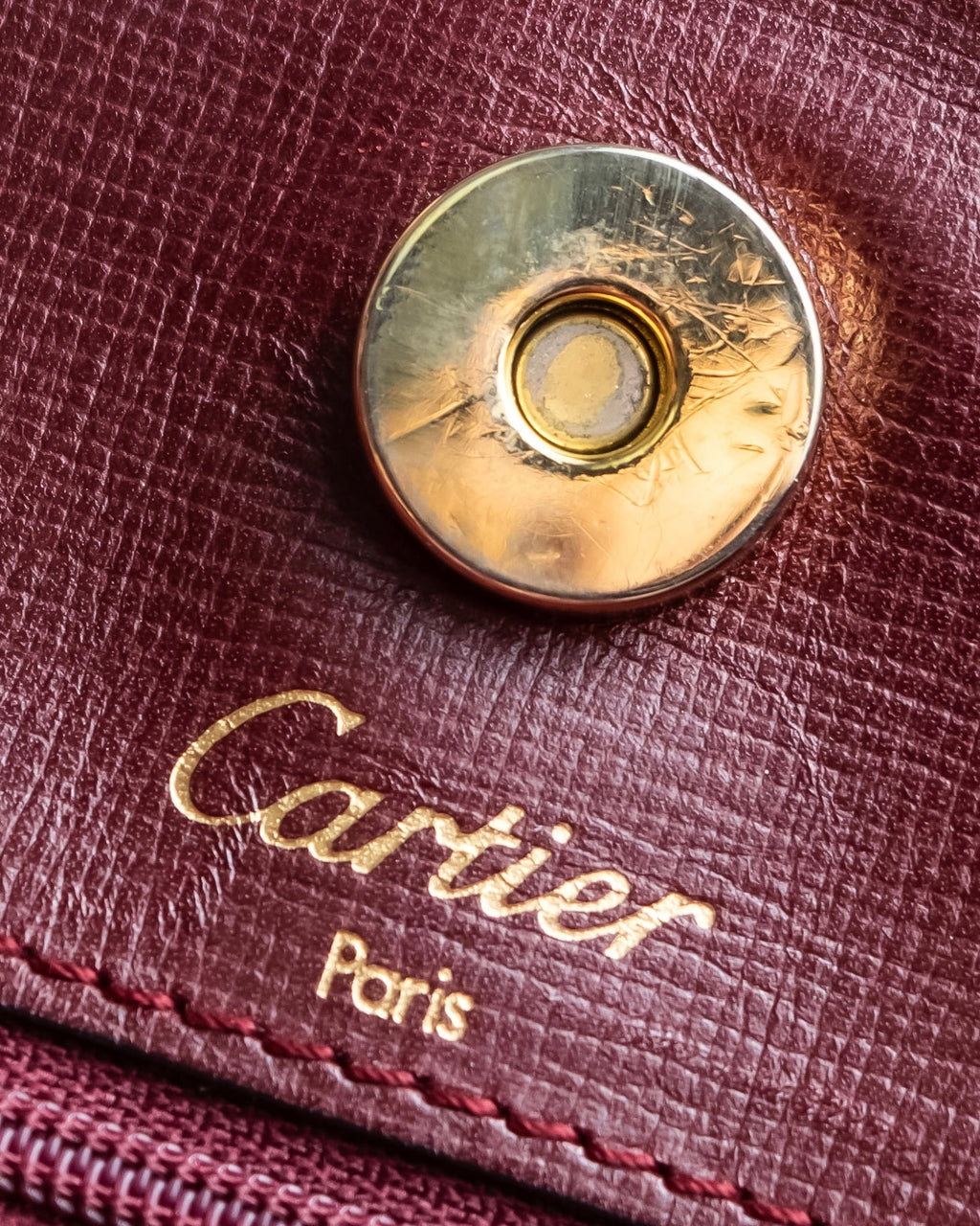 "Cartier" Jewelry ruby color leather tote bag