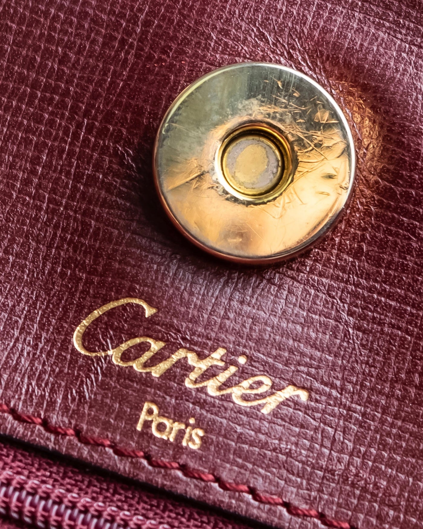 "Cartier" Jewelry ruby color leather tote bag