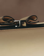"Salvatore Ferragamo" 2010's-20's Ivory perforated leather chain shoulder bag