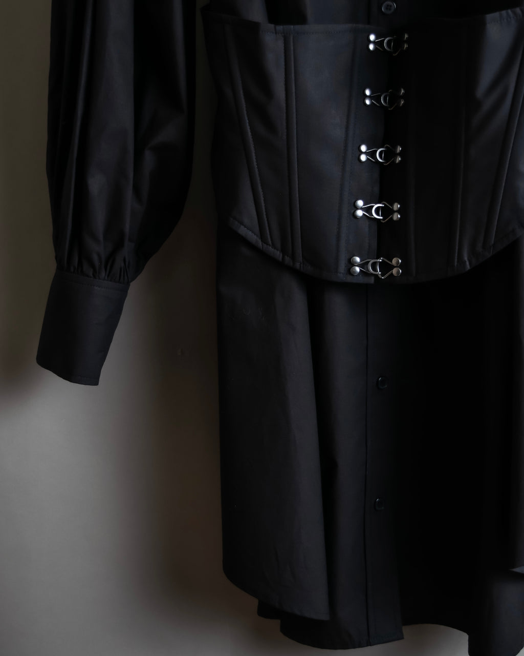 "KIMHĒKIM" Bondage corset belt design shirt dress