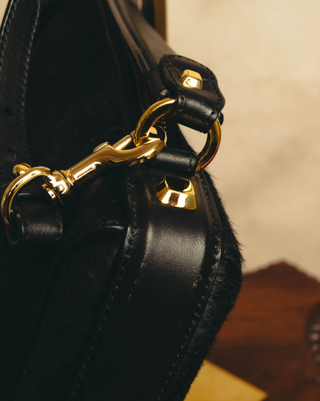"Salvatore Ferragamo" 90's-00's Textured calf hair shoulder bag