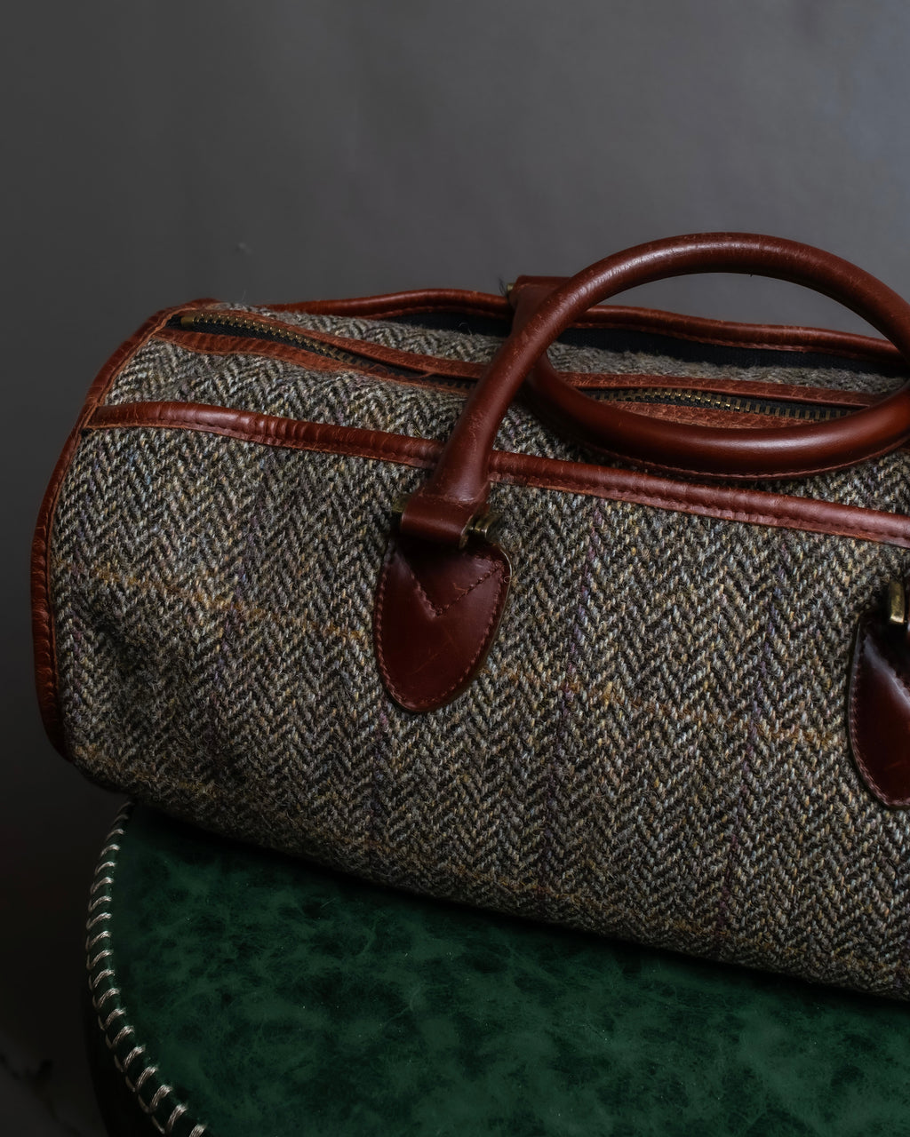 "Harris Tweed" Herringbone wave boston bag