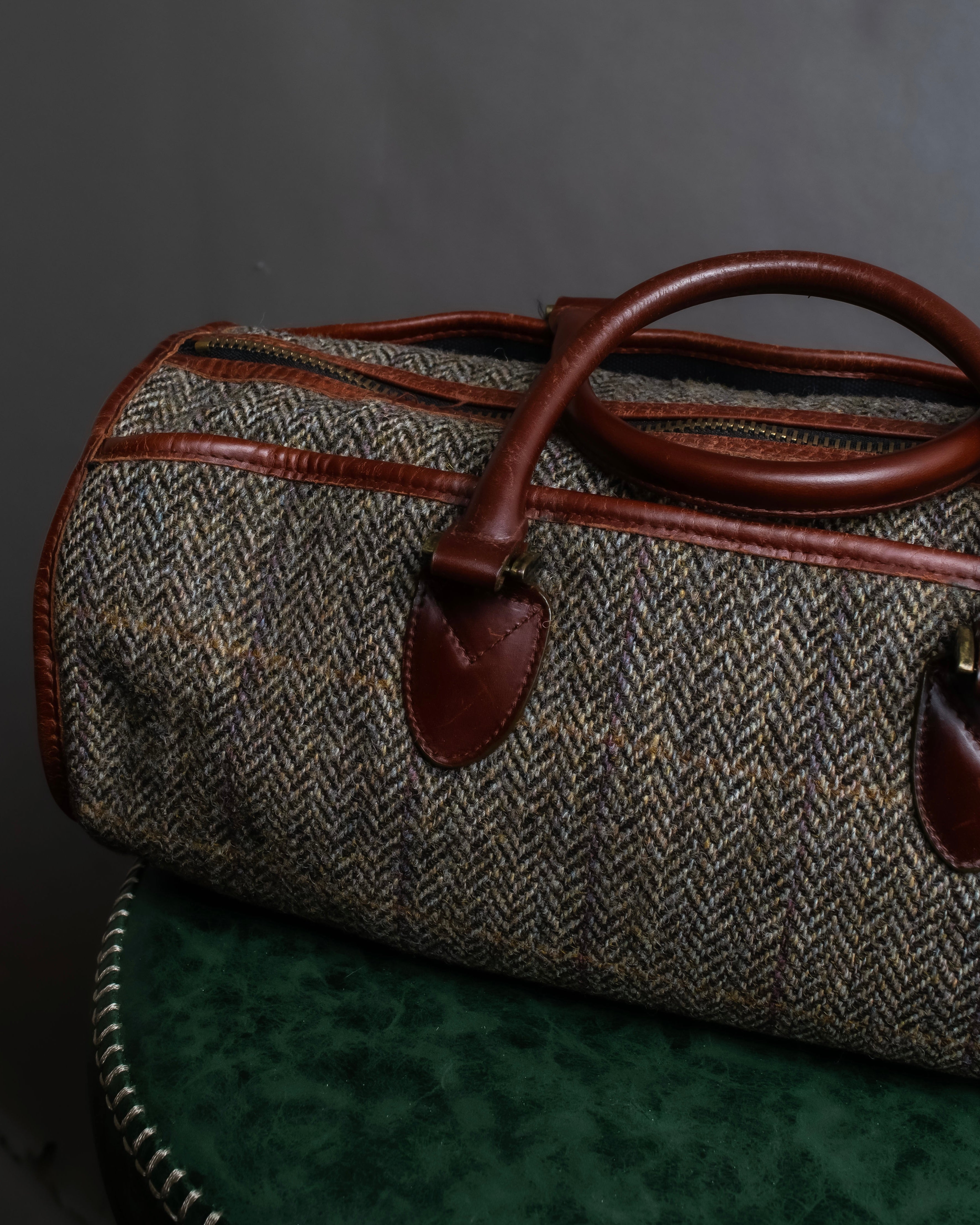 "Harris Tweed" Herringbone wave boston bag