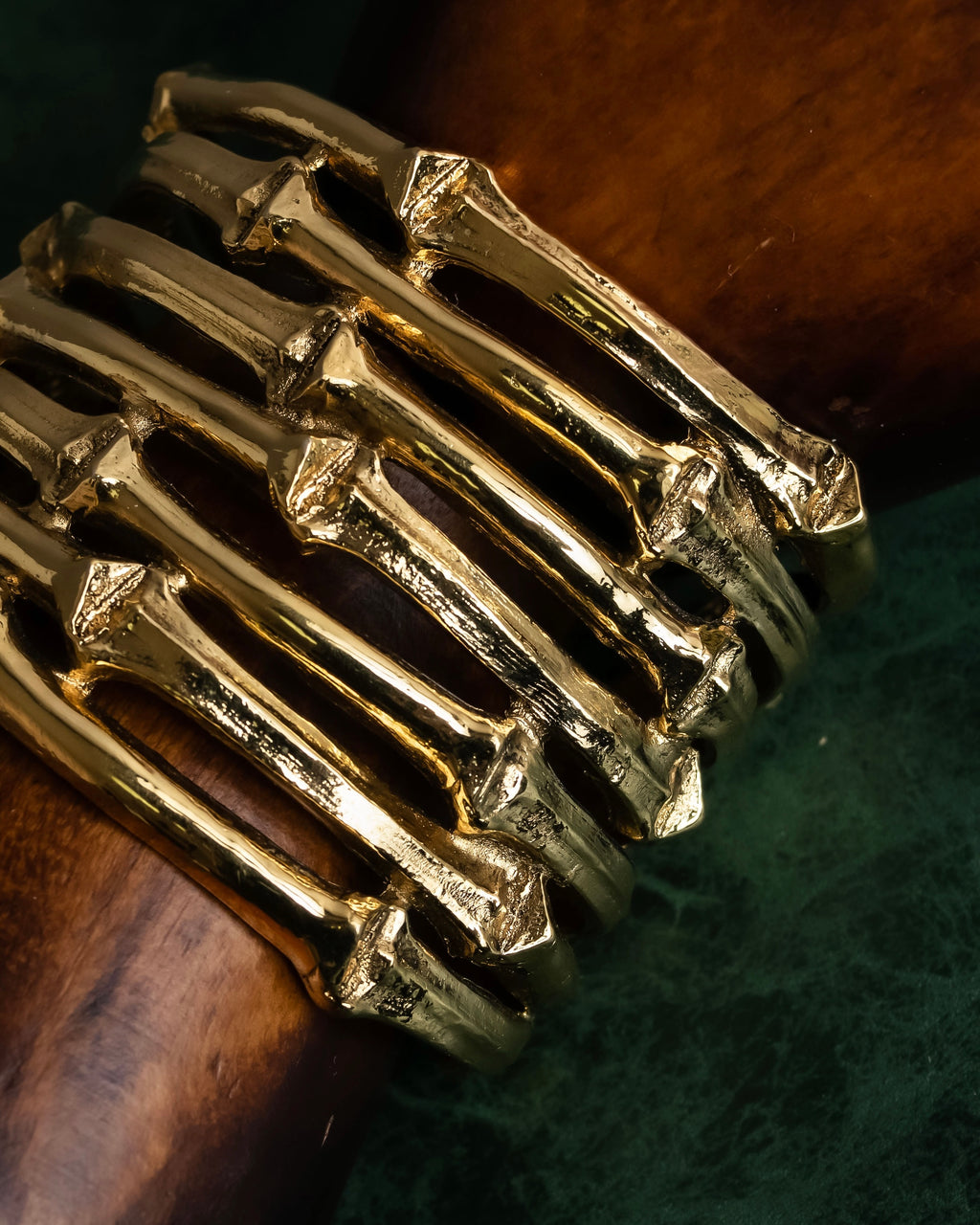 "YVES SAINT LAURENT" Skeletal arm shape design gold bangle