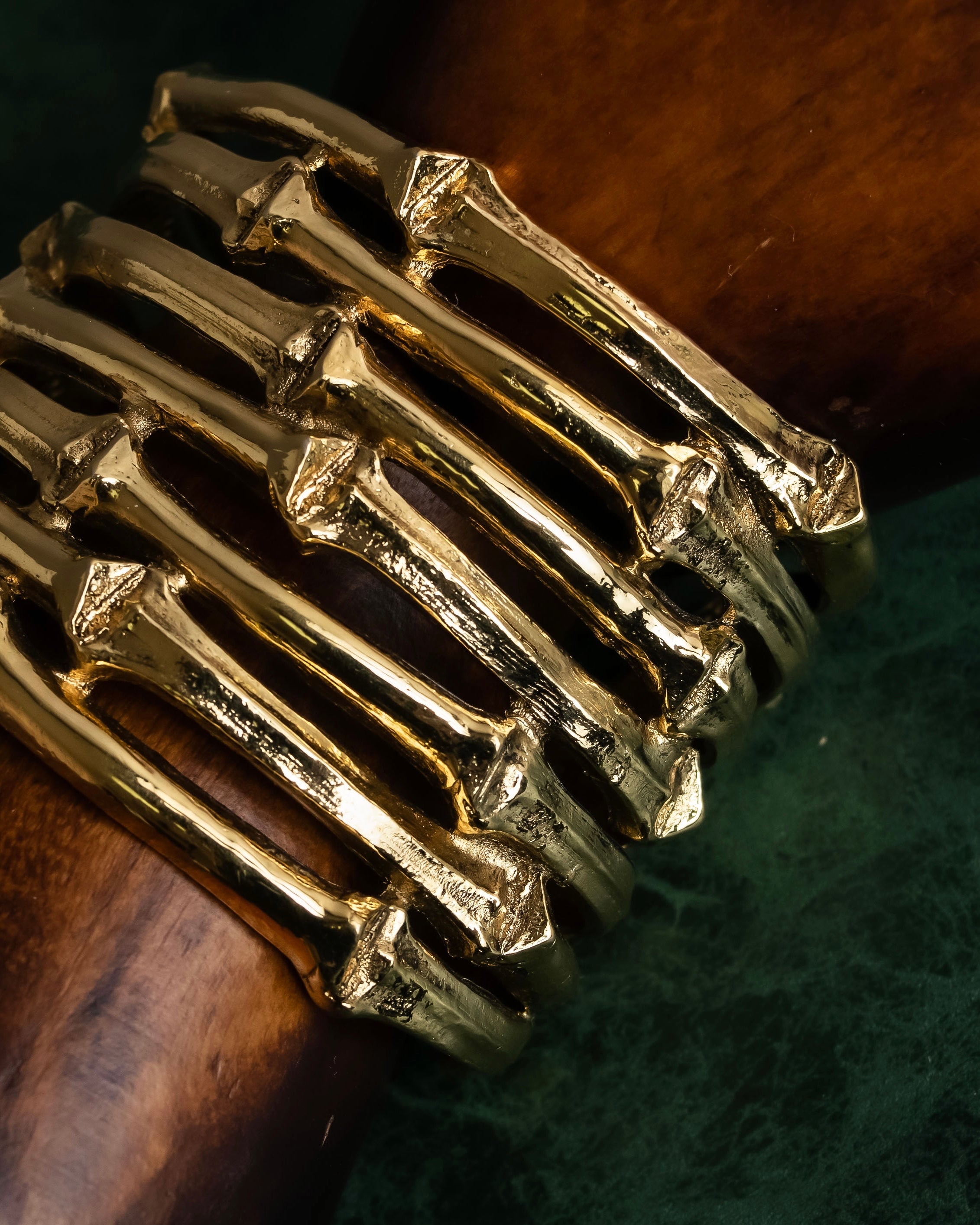 "YVES SAINT LAURENT" Skeletal arm shape design gold bangle