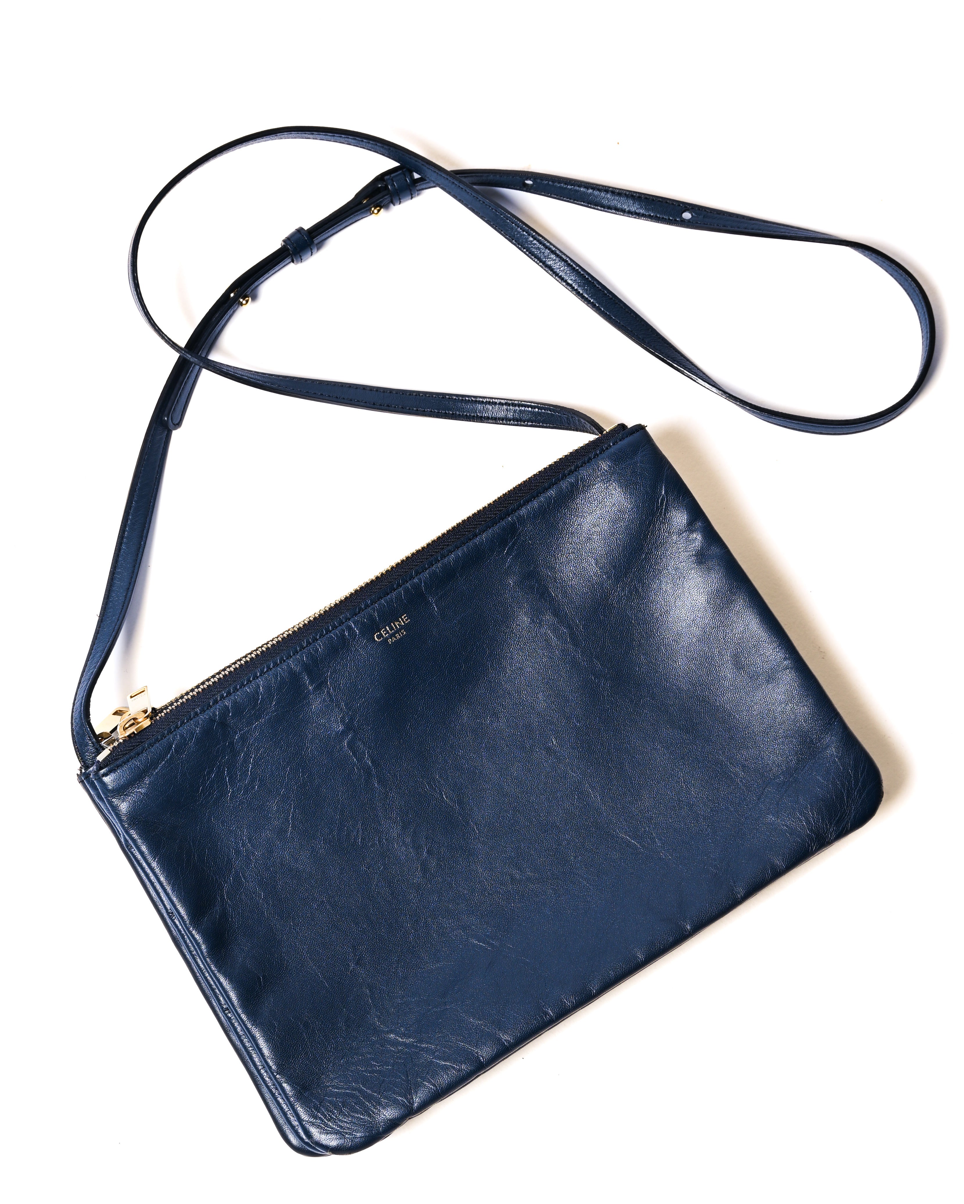 CÉLINE by Phoebe Philo/ "Trio Small" Shoulder Bag Navy