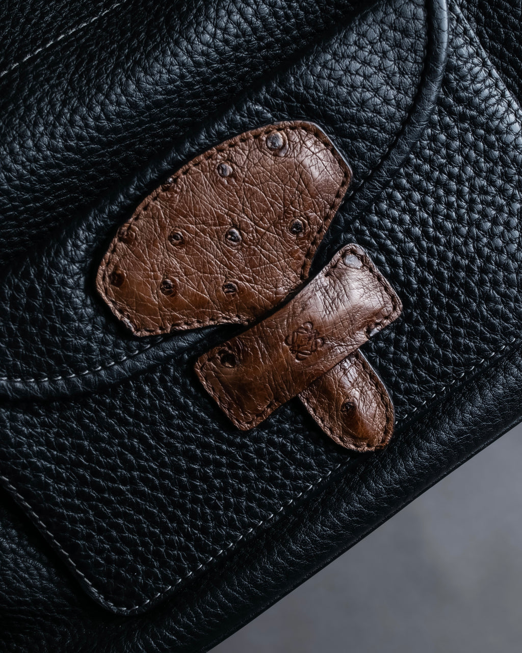 "LOEWE" Flap pocket design ostrich leather bag