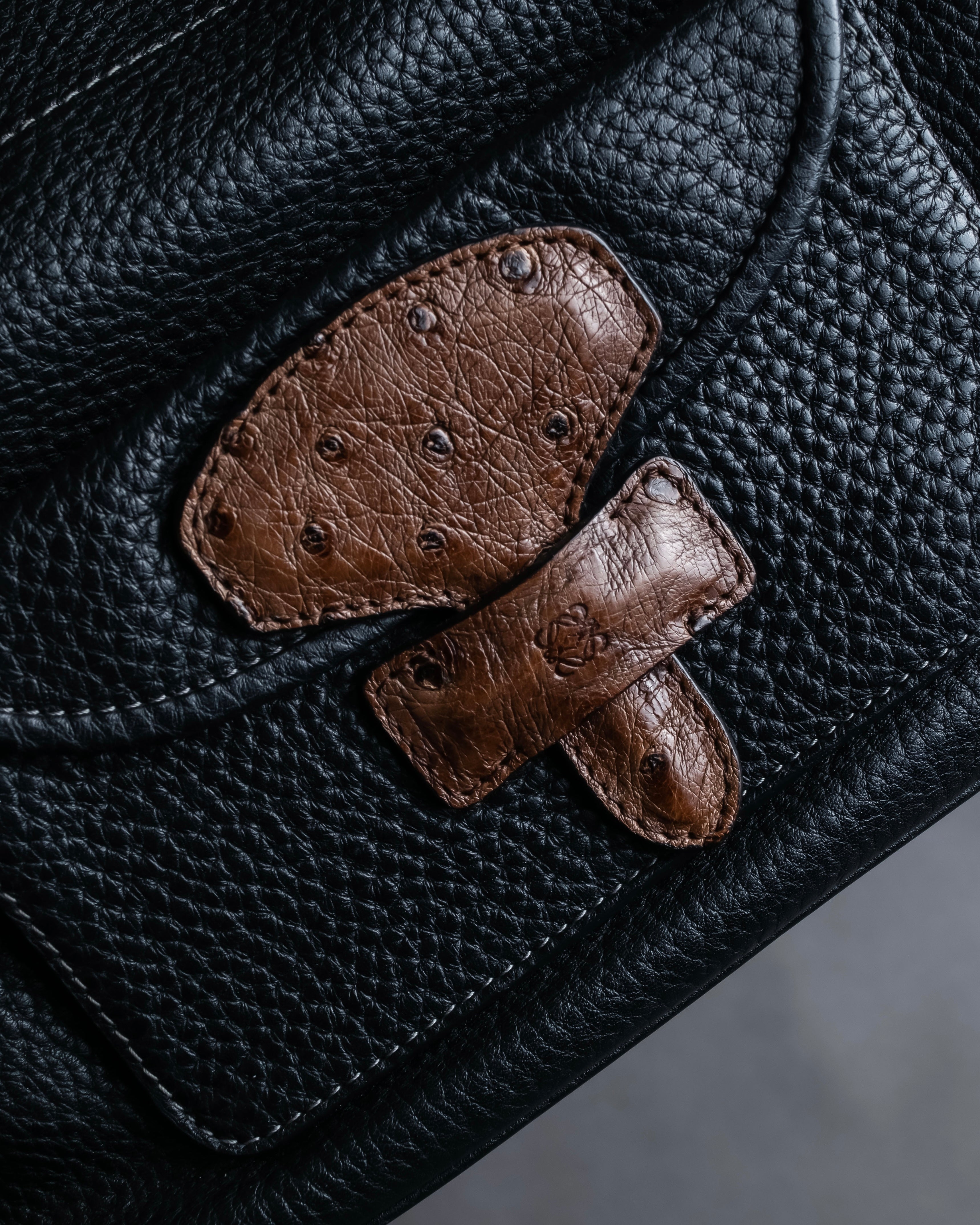 "LOEWE" Flap pocket design ostrich leather bag