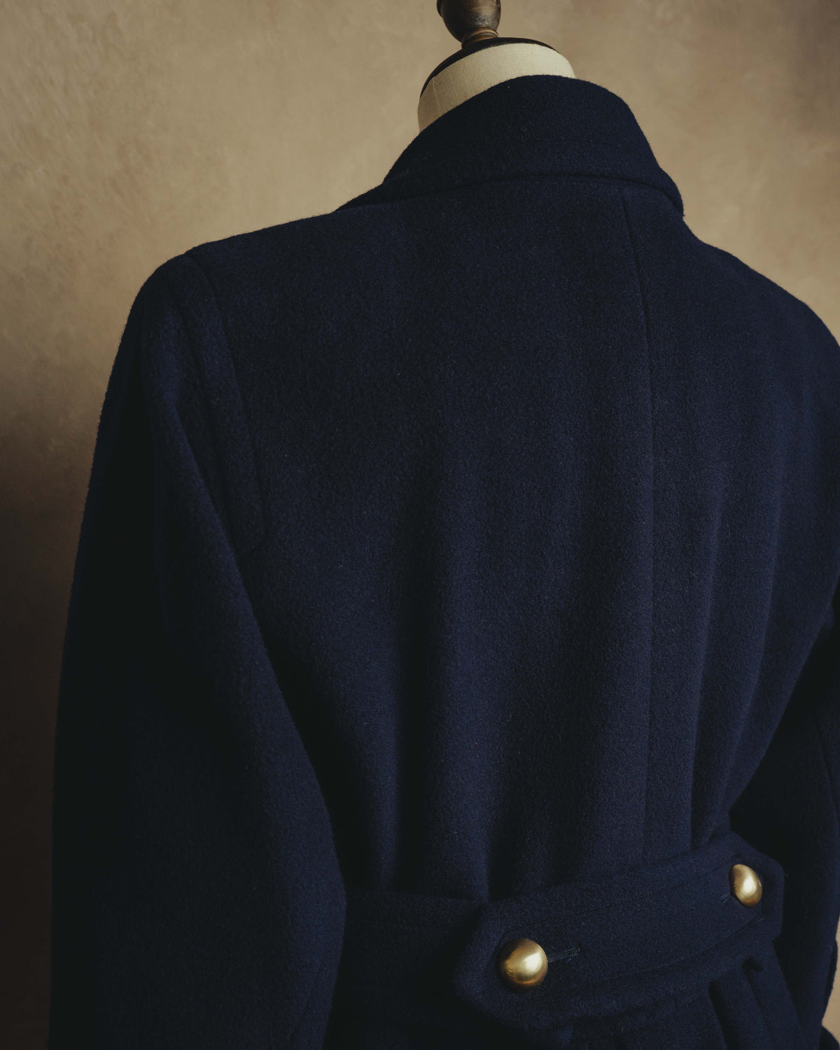 "Yves Saint Laurent" 80's-90's Gold-buttoned double-breasted wool coat
